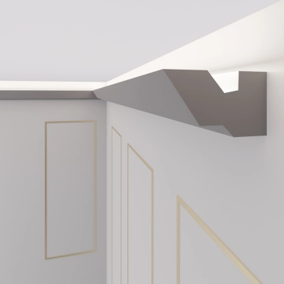 Stuckleiste LED , 20 Meter + 4 Innenecken OL-12 Grau